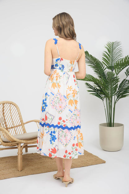 WENDY WAVY DETAIL SLEEVELESS MIDI DRESS