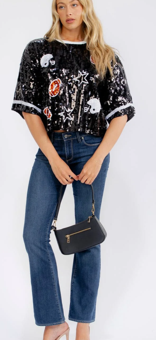Sassy sequins gameday tops