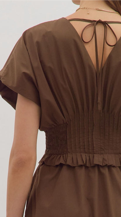 Esther espresso zipper front dress