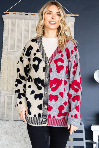 Lexi Leopard Print Blocked Sweater Cardigan