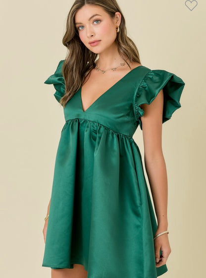 Emerson emerald satin dress