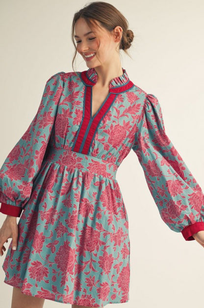 Rita ruffled neck Dress