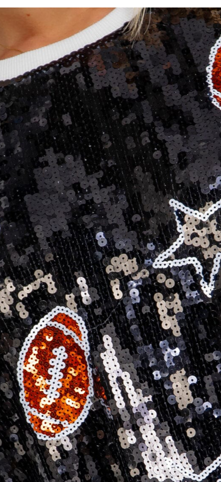 Sassy sequins gameday tops