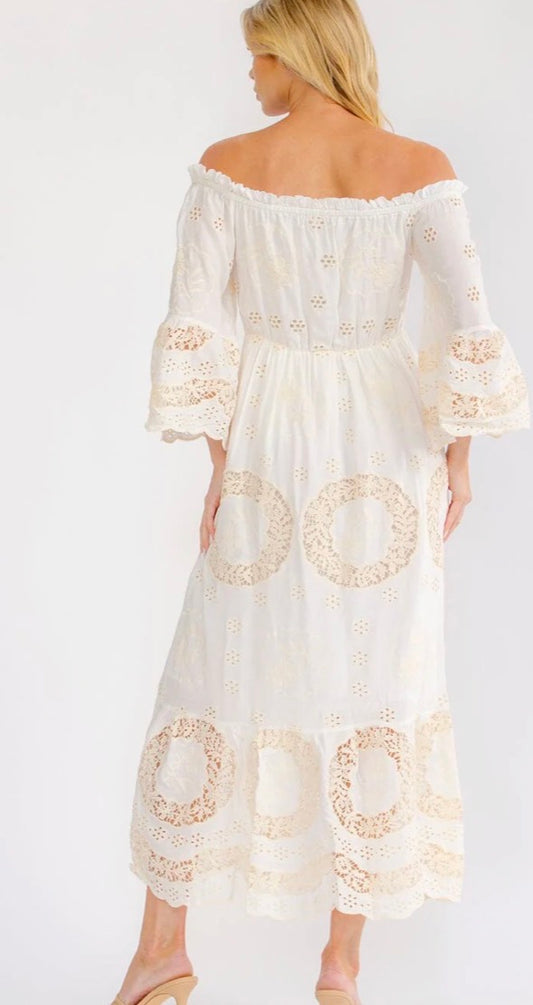 Cristina crochet off shoulder dress