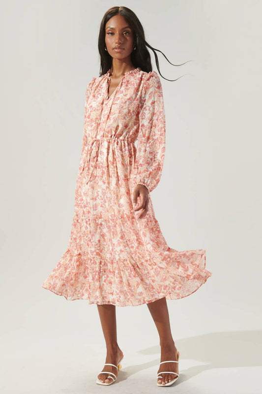 Mariella Vintage Floral Tiered Midi Dress