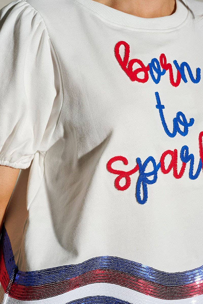 SEQUINS BORN TO SPARKLE PATRIOTIC TUNIC BLOUSE TOP