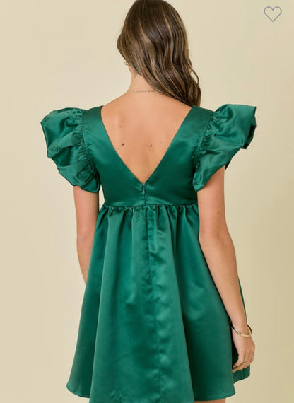 Emerson emerald satin dress