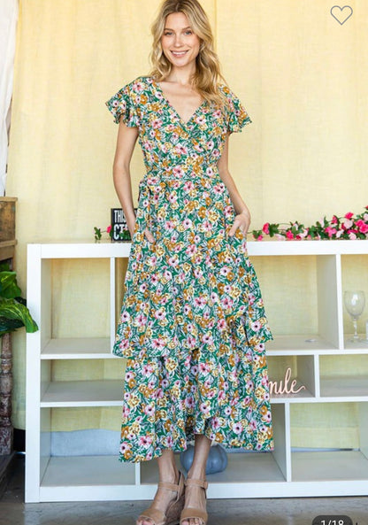 ADELINE GREEN FLORAL MAXI