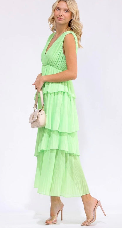 Neon moon asymmetrical tiered dress