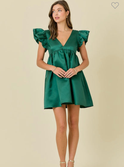 Emerson emerald satin dress