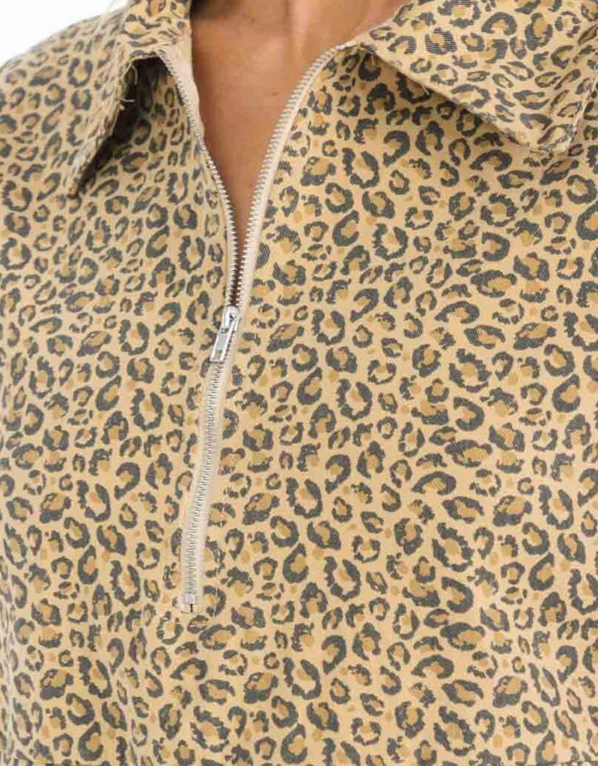 Zain zip up leopard denim dress