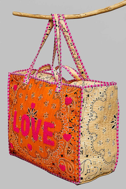 LOVE Bandana Quilted Tote Bag