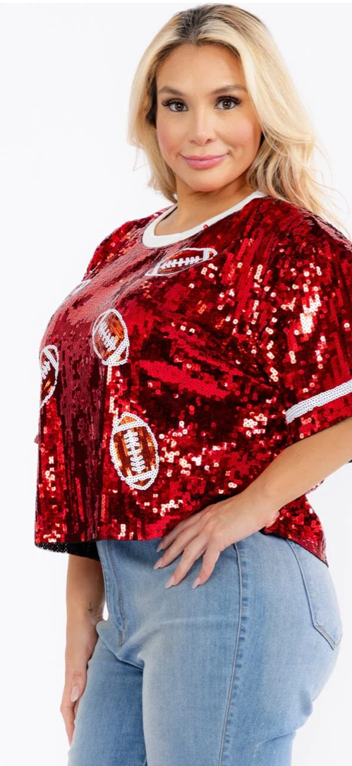 Sassy sequins gameday tops