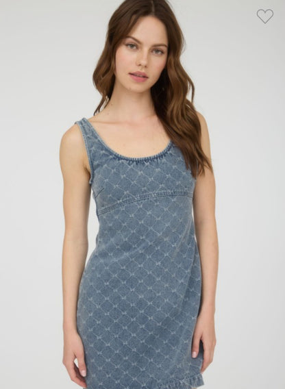 Dahlia denim bow print dress
