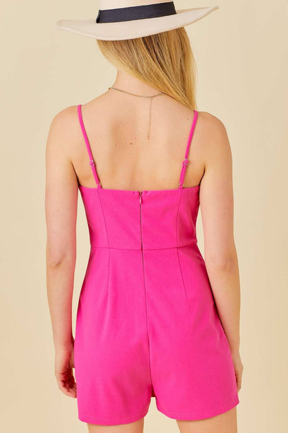 Bow Trim Solid Romper