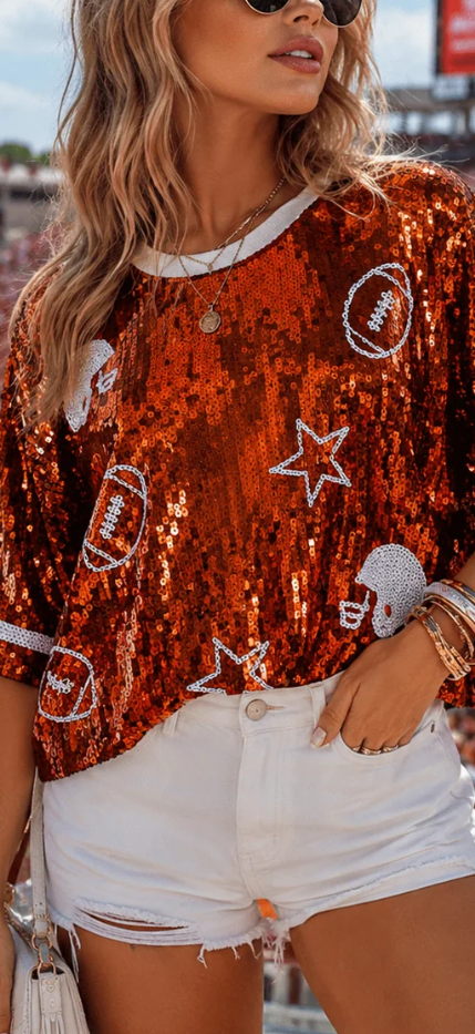 Sassy sequins gameday tops