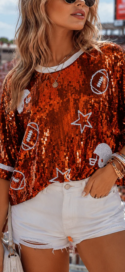 Sassy sequins gameday tops