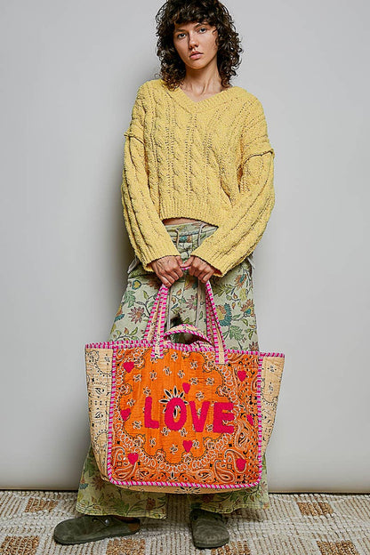 LOVE Bandana Quilted Tote Bag