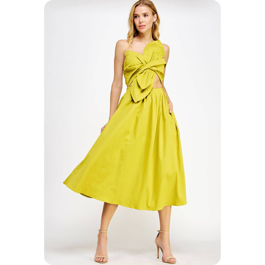 Mona - Knotted Bow Midi Dress