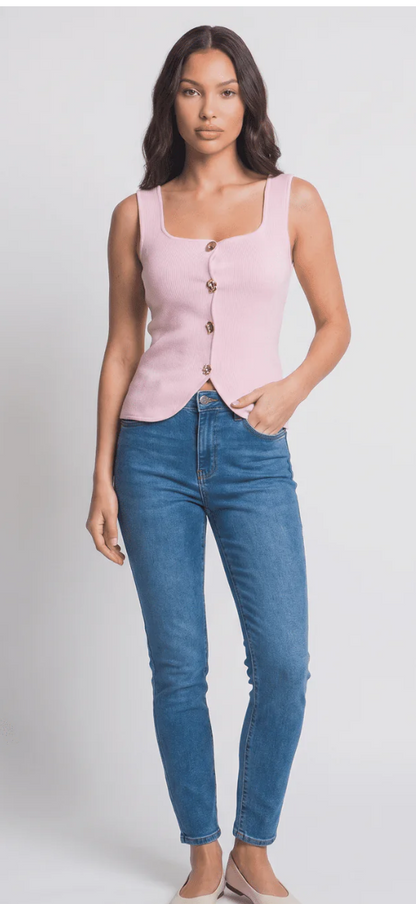 Selena square neck ribbed top