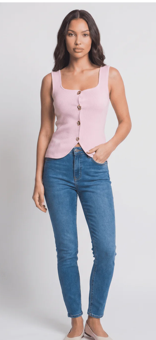 Selena square neck ribbed top