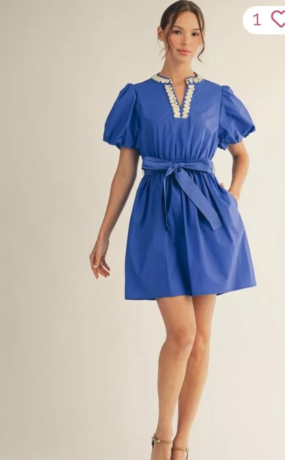Jet royal blue puff sleeve