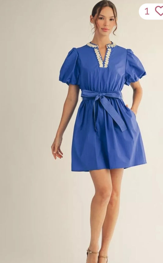 Jet royal blue puff sleeve