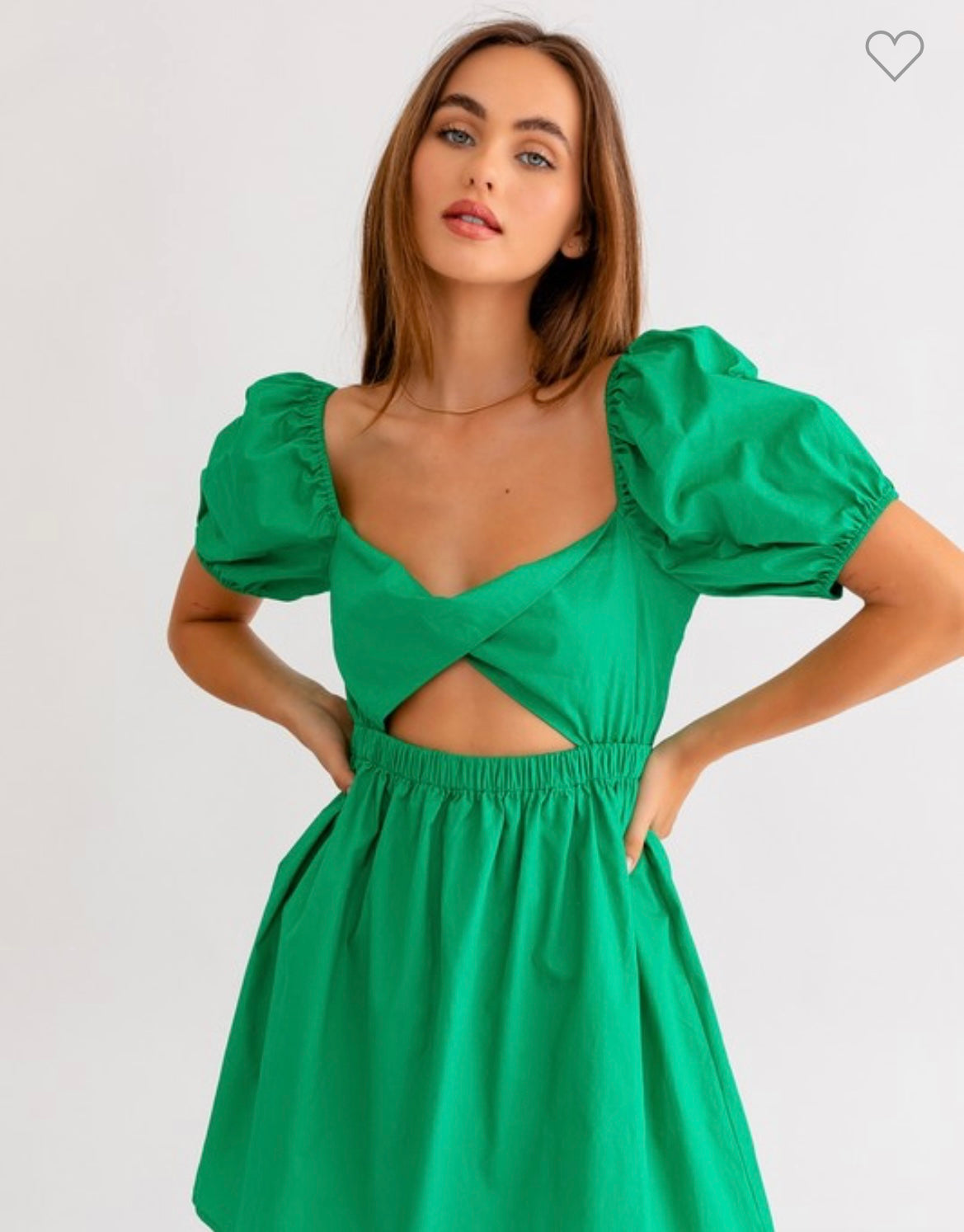 Green cut out twist front dress