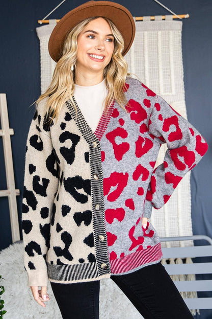 Lexi Leopard Print Blocked Sweater Cardigan