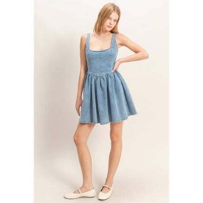 Sissy Square Neck Denim Dress