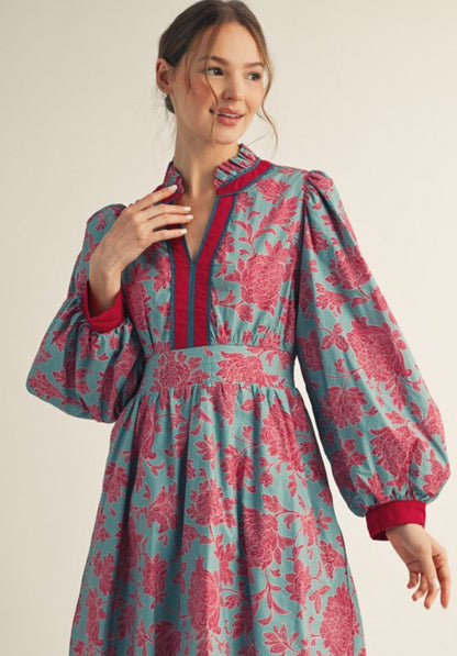 Rita ruffled neck Dress