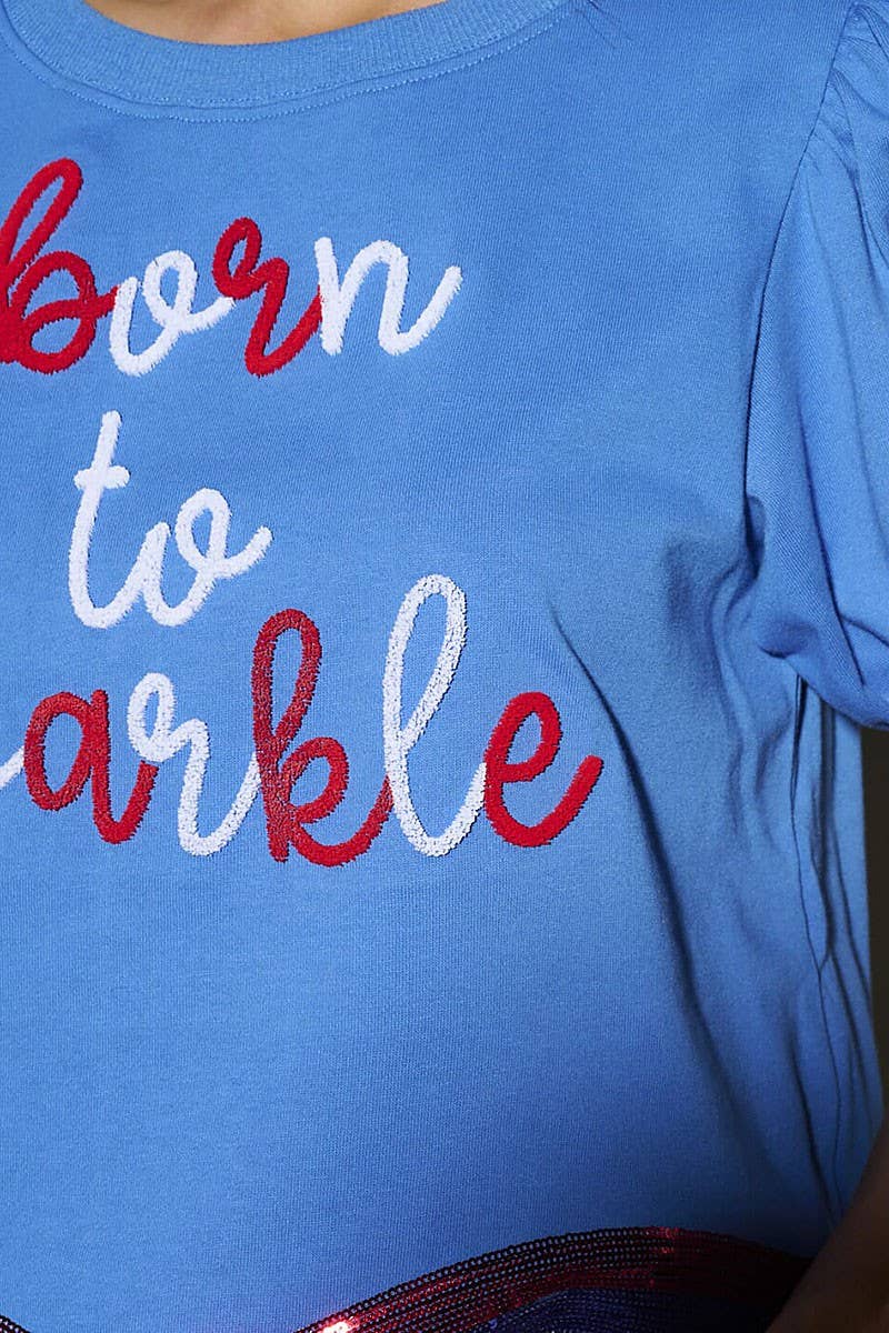 SEQUINS BORN TO SPARKLE PATRIOTIC TUNIC BLOUSE TOP