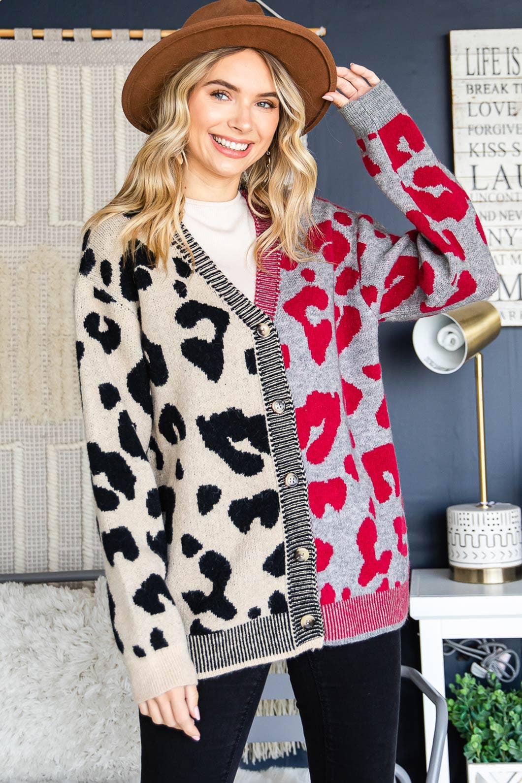 Lexi Leopard Print Blocked Sweater Cardigan