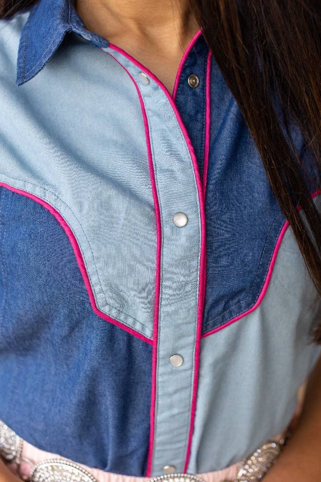 Howdy Partner Denim Button Up