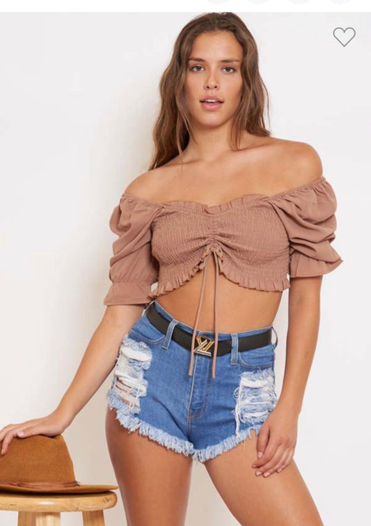 LANEY OFF SHOULDER BUBBLE TOP