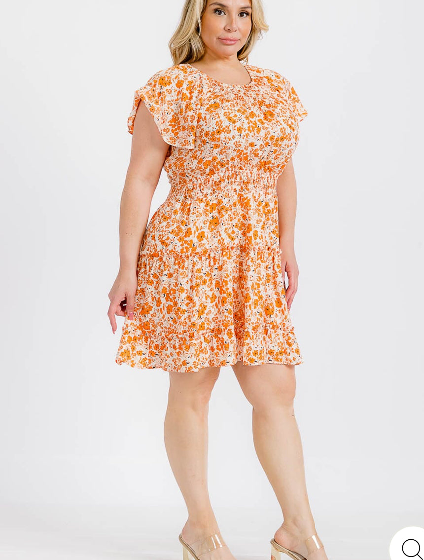 Odette Orange curvy dress