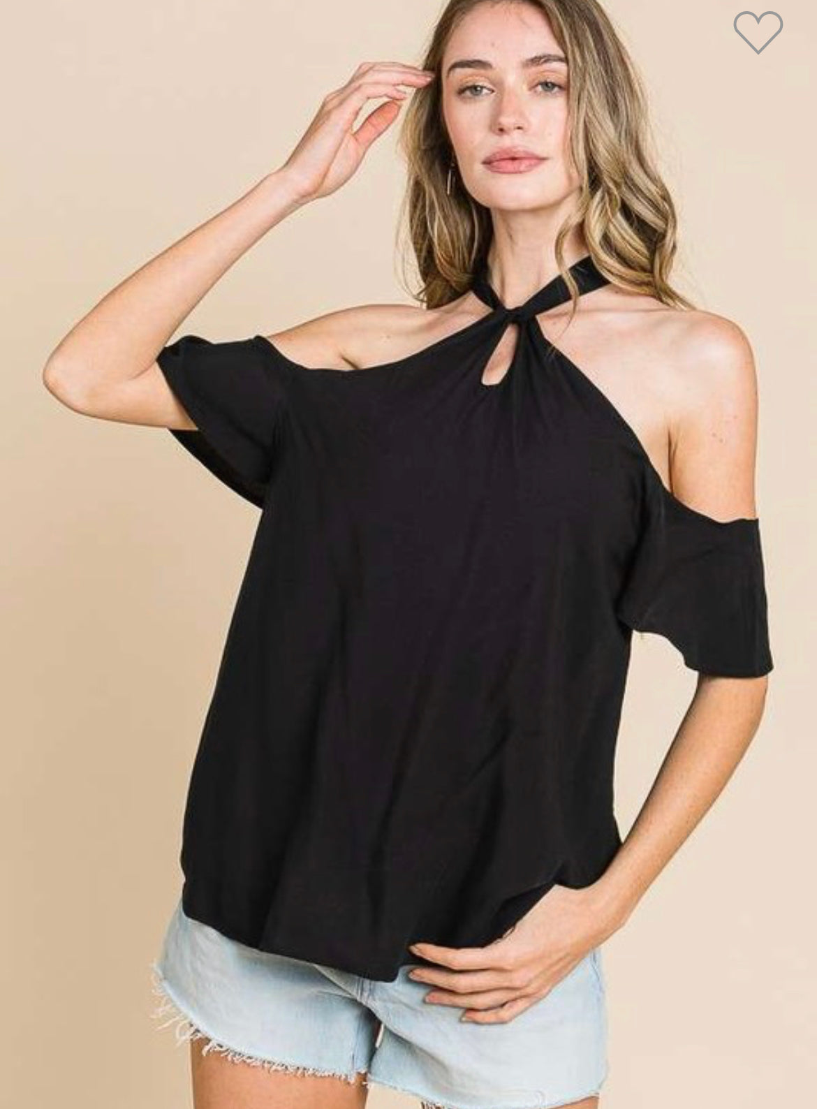 Cold shoulder drape solid top