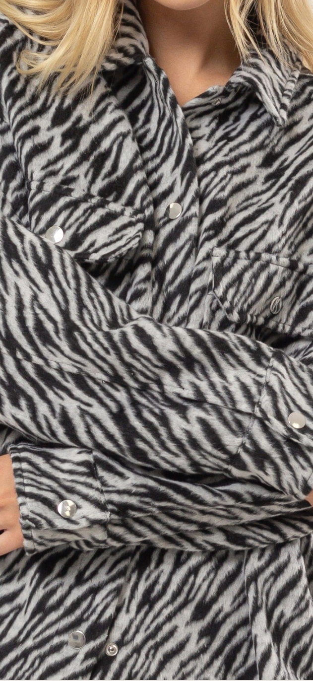 Zelda zebra shacket