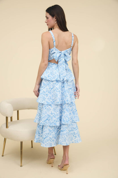Francesca FLORAL BACK TIERED RUFFLE TIERED MAXI DRESS