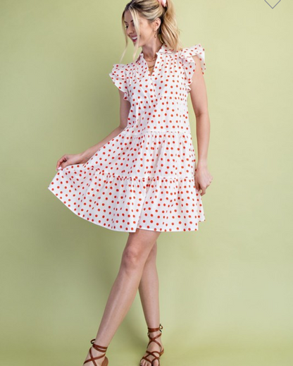 Opalite orange polka dot dress