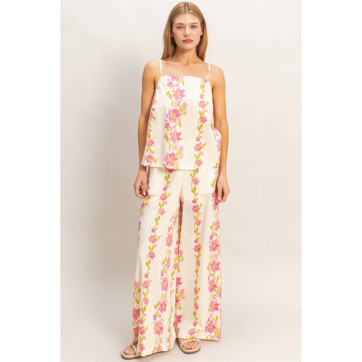 Floral Spaghetti Strap Top & Pants Set
