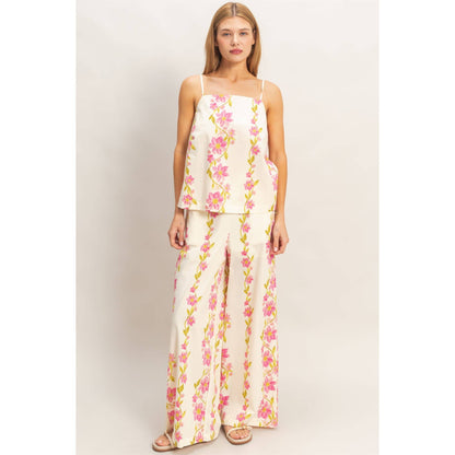Floral Spaghetti Strap Top & Pants Set