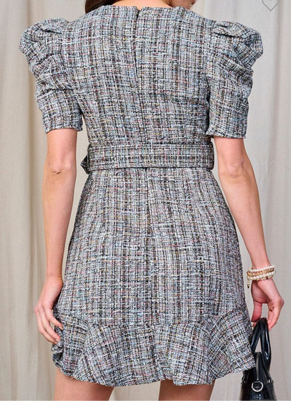 Tiana tweed dress with belt