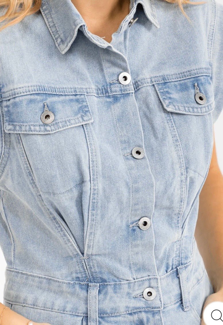 Dez distressed denim dress