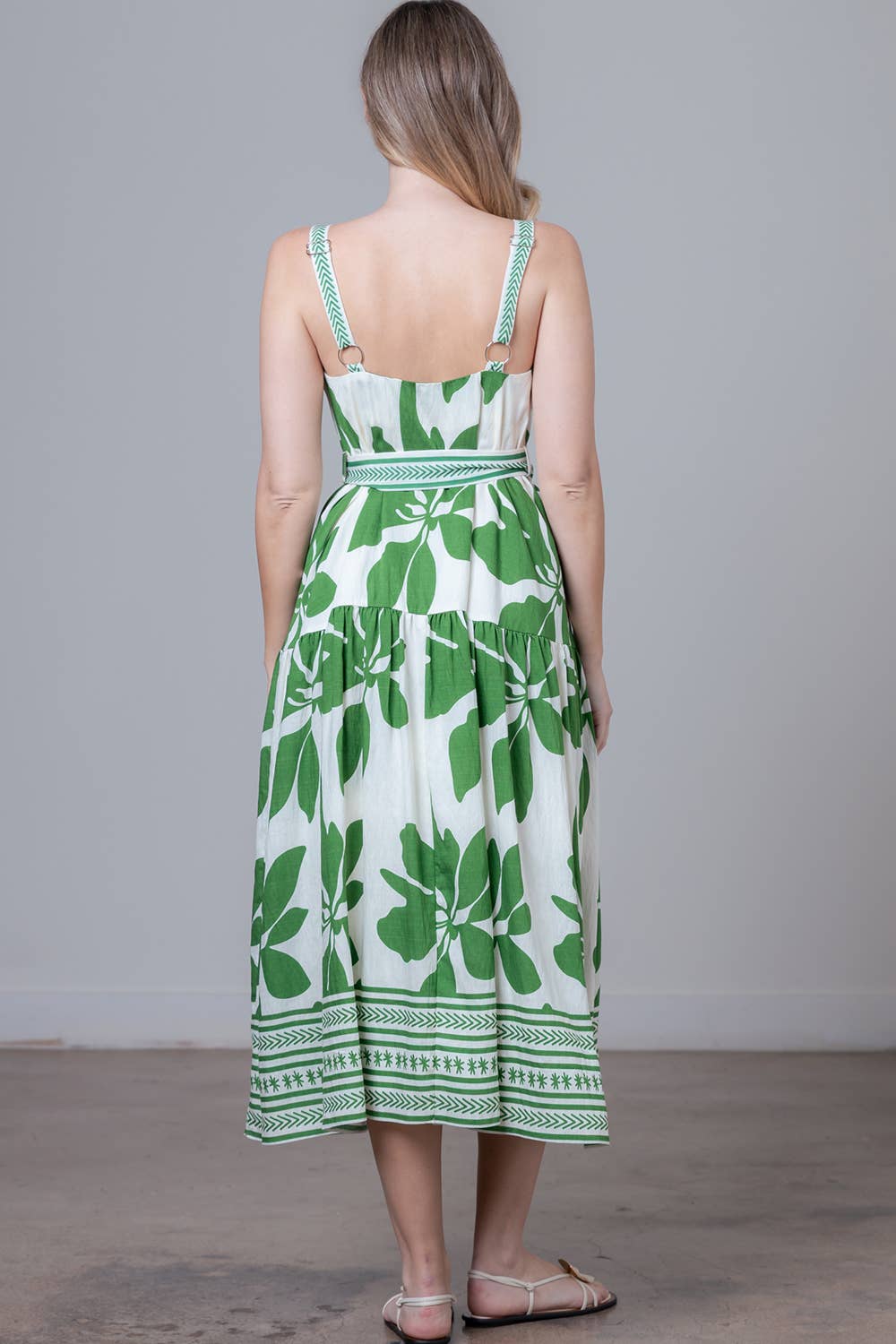 IVY SLEEVELESS BUTTON DOWN BELTED MIDI DRESS