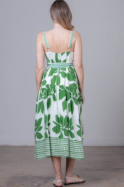 IVY SLEEVELESS BUTTON DOWN BELTED MIDI DRESS