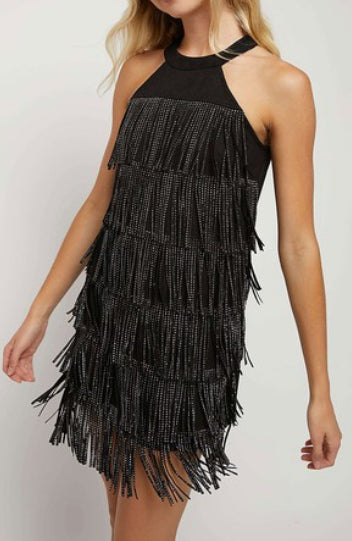 Harley halter top fringe dress