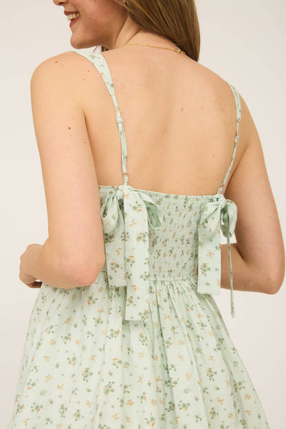 Fabiola FLORAL SLEEVELESS CORSET RUFFLE TIERED MIDI DRESS