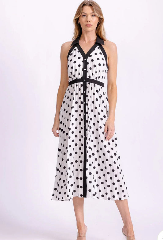 Portia polka dot midi dress