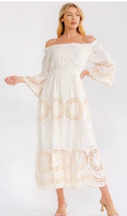 Cristina crochet off shoulder dress